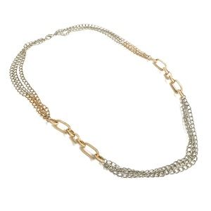 Silver and Gold Tone Multi Chain Necklace